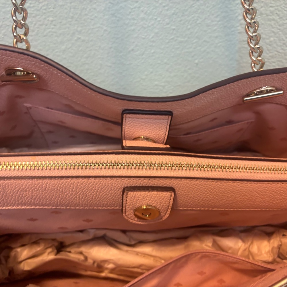 🩷NWT KATE SPADE ♠️ Blush Pink Pebbled Leather Chain-Handle Tote - Picture 6 of 6